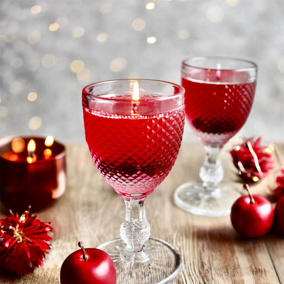 赤のサングリア グラスキャンドル クリスマス バレンタイン ジェル