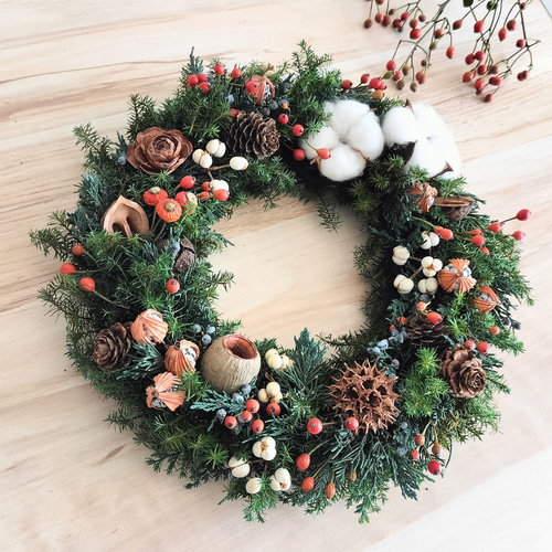 ⌘ クリスマスリース ⌘ 35cm 森のクリスマスリース 【 受注製作