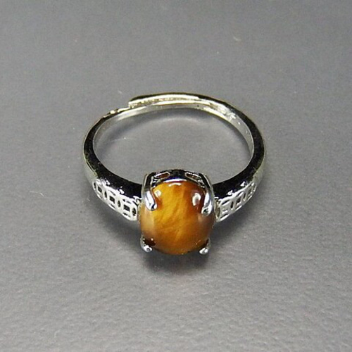 天然石　タイガーアイ　指輪　① 天然石 タイガーアイ 印台 指輪 リング ハイポリッシュ シルバー