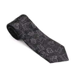 京の錦織　光峯錦織工房　紋様を楽しむ　猫の柄　黒　ネクタイ 3枚目の画像