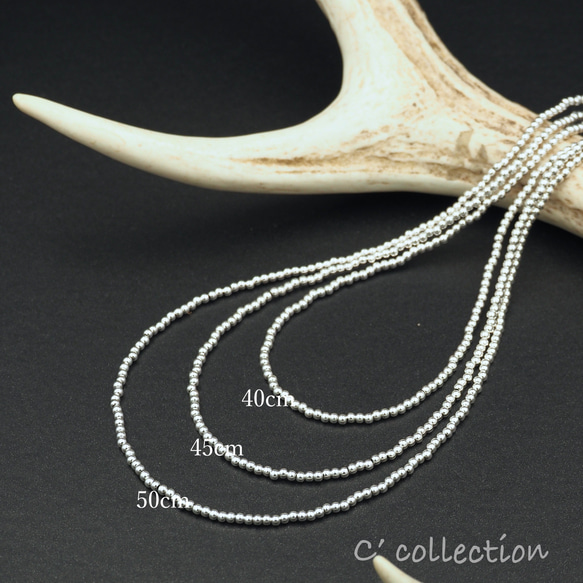 C2N-3-45 Silver Beads Necklace 2,5mm シルバービーズネックレス 45cm 2枚目の画像