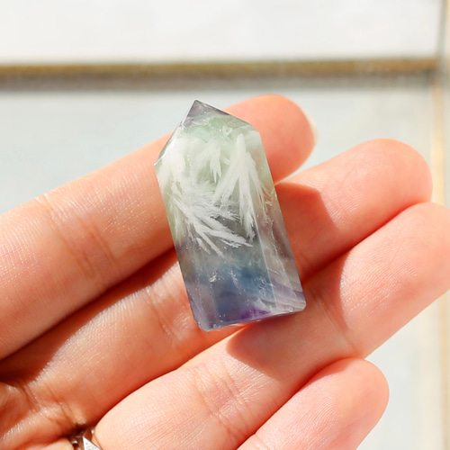エンジェルフェザーフローライト ミニサイズ 六角柱 ポイント 天然石