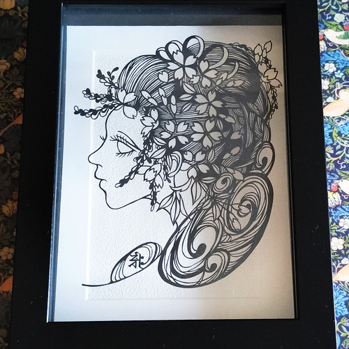 インテリアにも♪ デザイン切り絵レプリカ＜☆桜姫☆＞ 影も