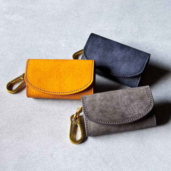 送料無料 AURAMU 三つ折り キーケース コインケース カードケース イタリアンレザー グリージオ TOTTI 8枚目の画像