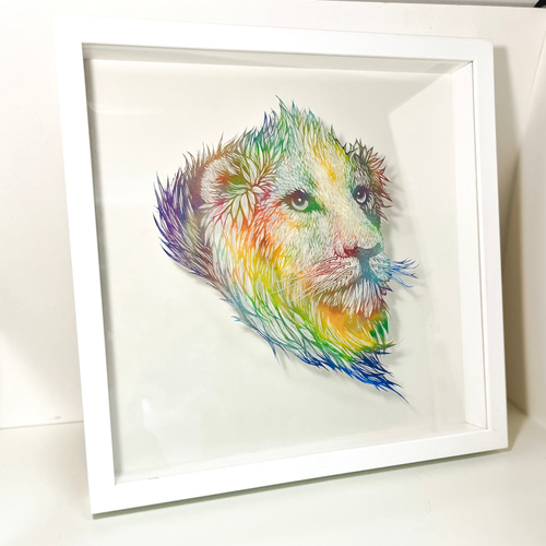 ★ライオン　絵画★ ライオン絵画動物オリジナルアートアフリカの動物厚塗り壁アート