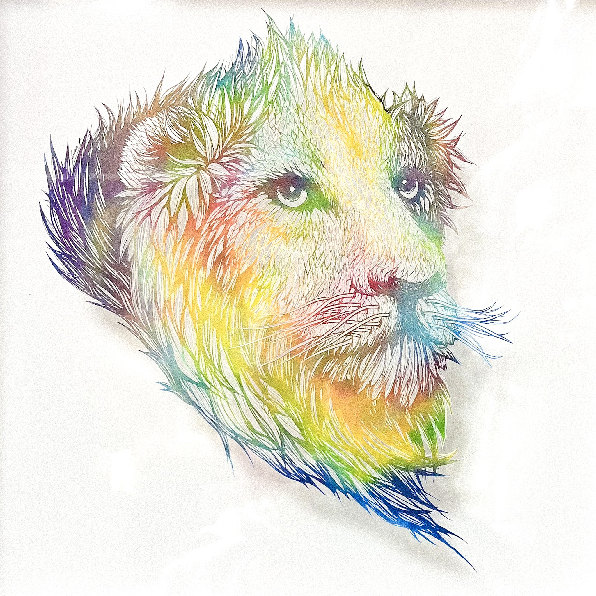 絵画　アクリル絵　額縁　ライオン 絵画 威厳のあるライオン
