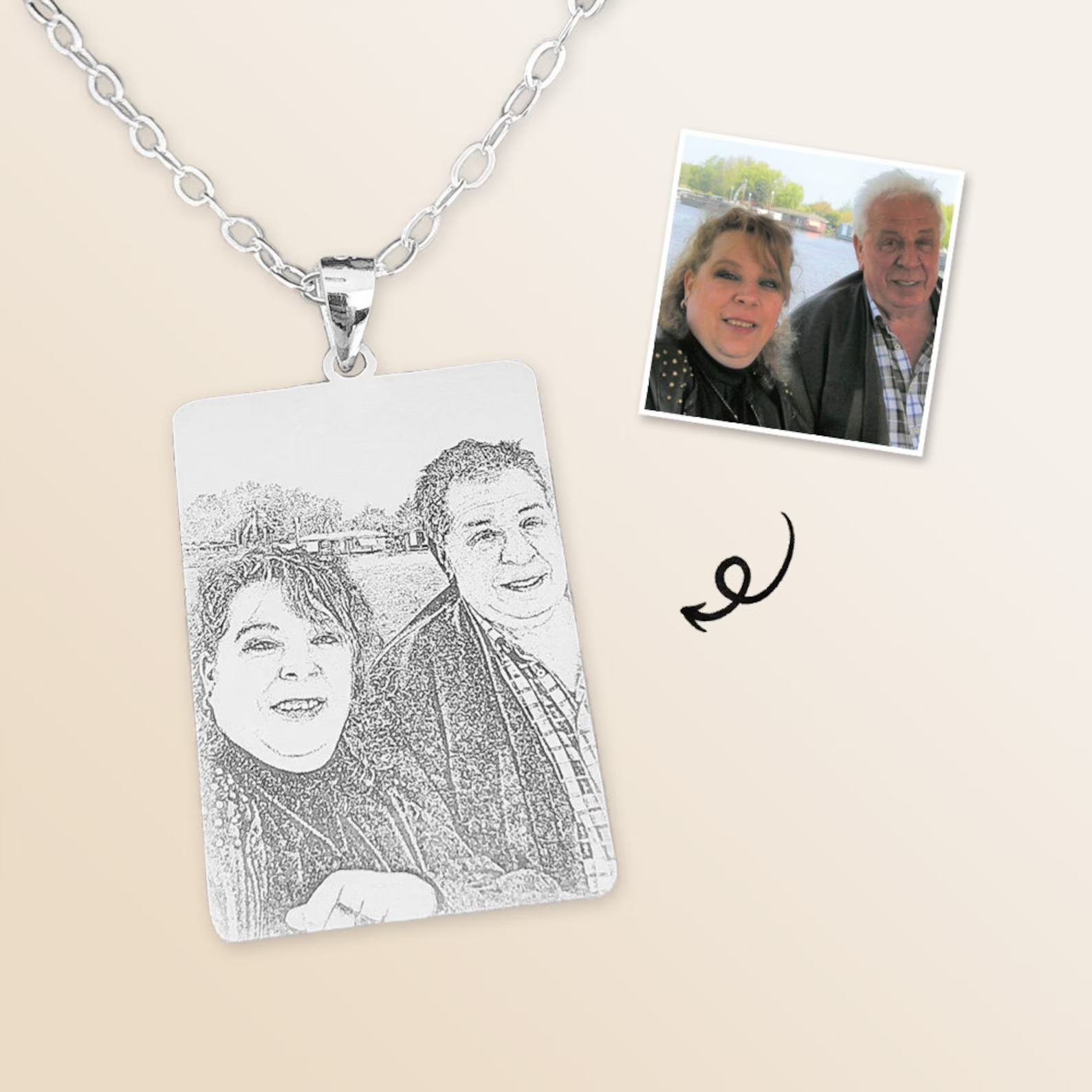 オーダーメイド 名入れネックレス 名前ネックレス肖像画 ネームネックレス似顔絵 カスタムネックレス 夫婦周年記念日