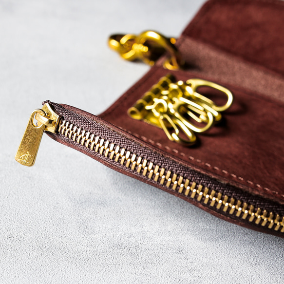 送料無料 AURAMU 三つ折り キーケース コインケース カードケース イタリアンレザー ソレイユ TOTTI 12枚目の画像