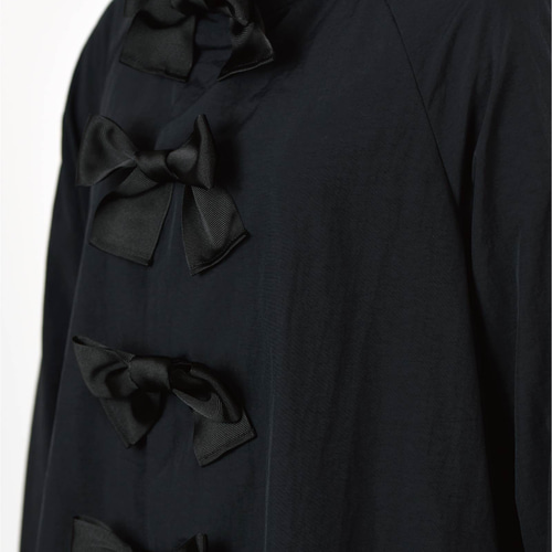 漂流リボンコート〈黒黒〉 撥水 スタンドカラー スプリングコート