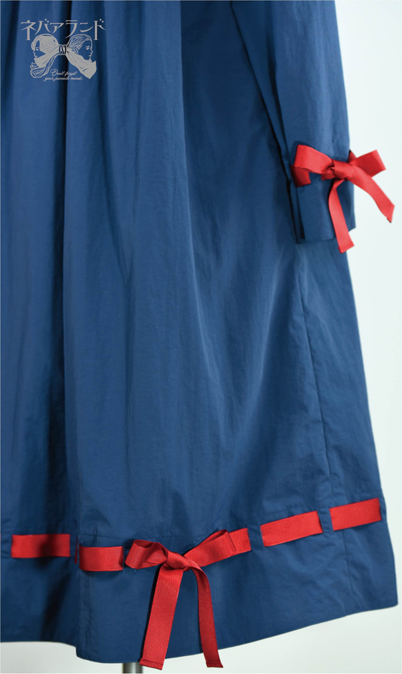 漂流リボンコート〈紺赤〉 撥水 スタンドカラー 7枚目の画像