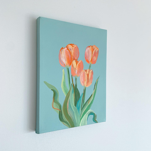 油絵 チューリップ 原画】チューリップの絵 絵画 Hang 通販 16742905｜Creema(クリーマ)