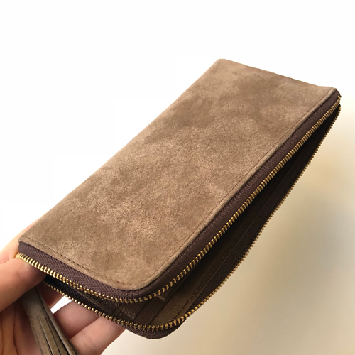 カラーオーダー可】ピッグスエードのスリムな長財布 長財布