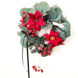 ポインセチアwinter wreath 26cm  軽い シンプル 冬支度 4枚目の画像