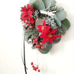 ポインセチアwinter wreath 26cm  軽い シンプル 冬支度 2枚目の画像