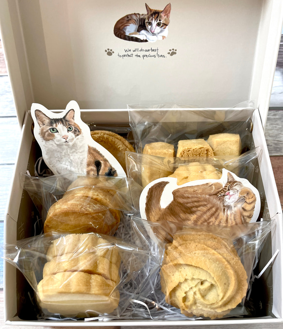 フランス産発酵バター（エシレ村）のクッキーアソートにゃん　焼き菓子　プレゼント　猫の日2024 ギフト　チャリティー　　 2枚目の画像