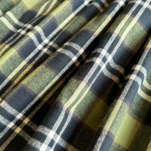 1番人気♪上質シャギーチェックのギャザースカート オリーブグリーン