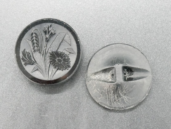 フランスアンティークフレンチジェットボタン(麦とヤグルマギク） 6枚目の画像