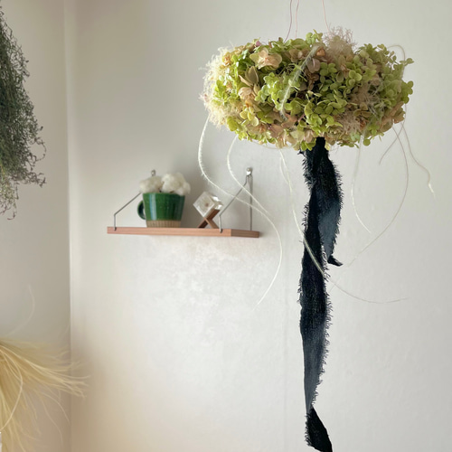 アナベル紫陽花フライングリースリースドライフラワーリーススワッグ