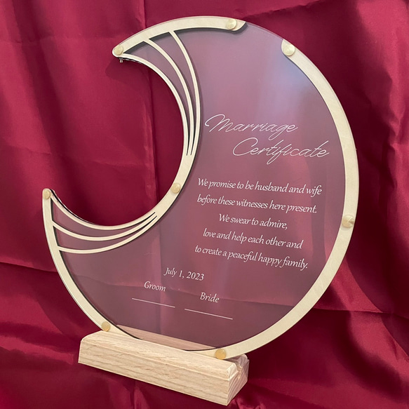 ウェルカムドロップス 結婚証明書ver ウェルカムドロップス本体 木製スタンド 本体素材：アクリル ハート型チップ6枚