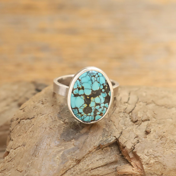 Natural Blue Turquoise Ring　天然ブルーターコイズのリング　silver925 2枚目の画像