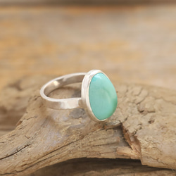 Natural Green Turquoise Ring　天然グリーンターコイズのリング　silver925 1枚目の画像