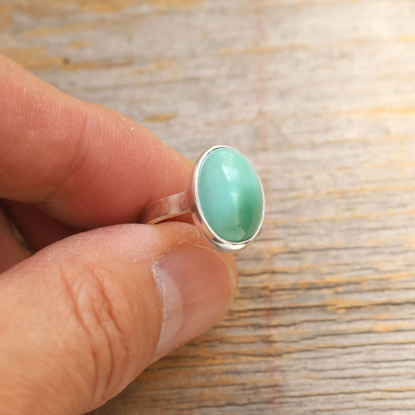 Natural Green Turquoise Ring　天然グリーンターコイズのリング　silver925