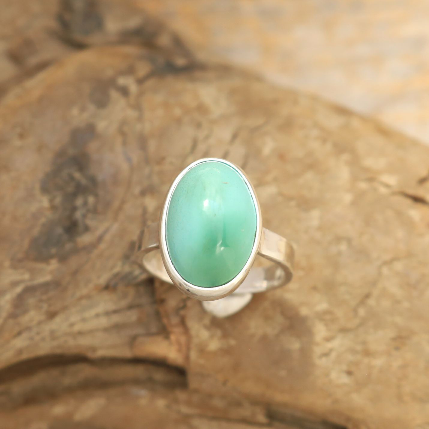Natural Green Turquoise Ring　天然グリーンターコイズのリング　silver925