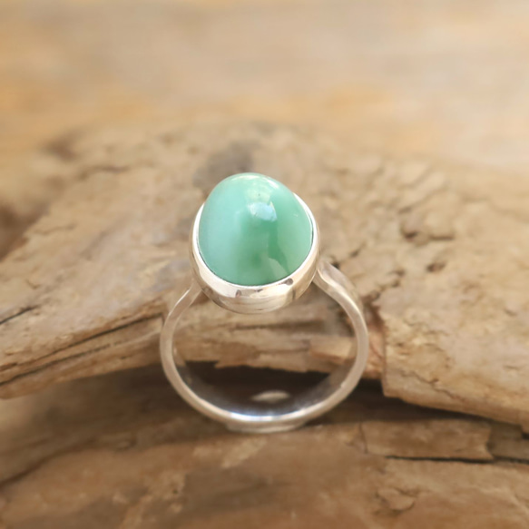 Natural Green Turquoise Ring　天然グリーンターコイズのリング　silver925 5枚目の画像