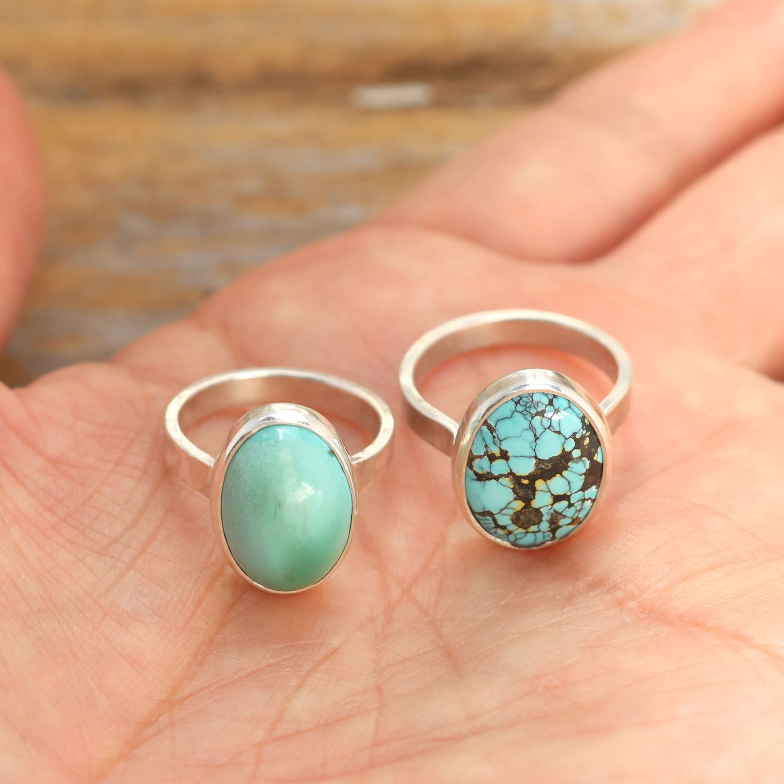Natural Green Turquoise Ring　天然グリーンターコイズのリング　silver925