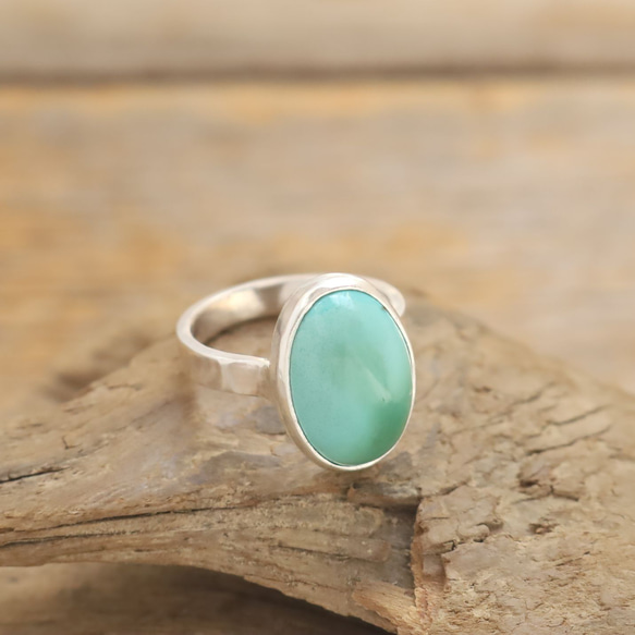 Natural Green Turquoise Ring　天然グリーンターコイズのリング　silver925 2枚目の画像