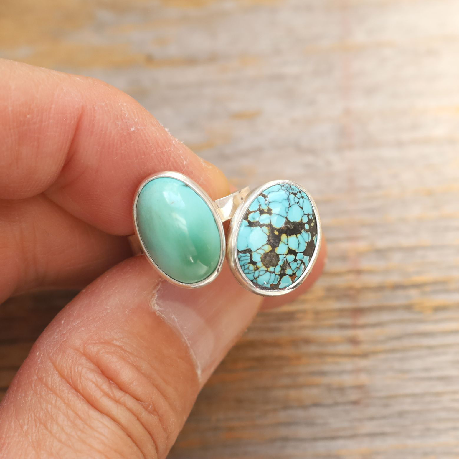 Natural Green Turquoise Ring　天然グリーンターコイズのリング　silver925