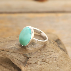 Natural Green Turquoise Ring　天然グリーンターコイズのリング　silver925 4枚目の画像