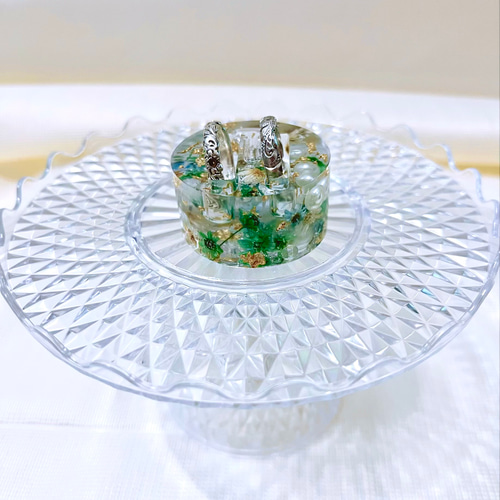 受注作成】グリーン×ホワイト ドライフラワーリングスタンド その他 