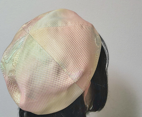 ベレー帽 ピンク グラデーション 丸いシルエット S～Mサイズ 1枚目の画像