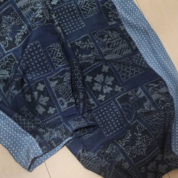 ユニセックス ボリュームのある コクーンパンツ 藍色 絹 M～Lサイズ 7枚目の画像