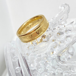 ゴールドローマ字リング ステンレスリング ステンレス指輪 メンズ 1枚目の画像