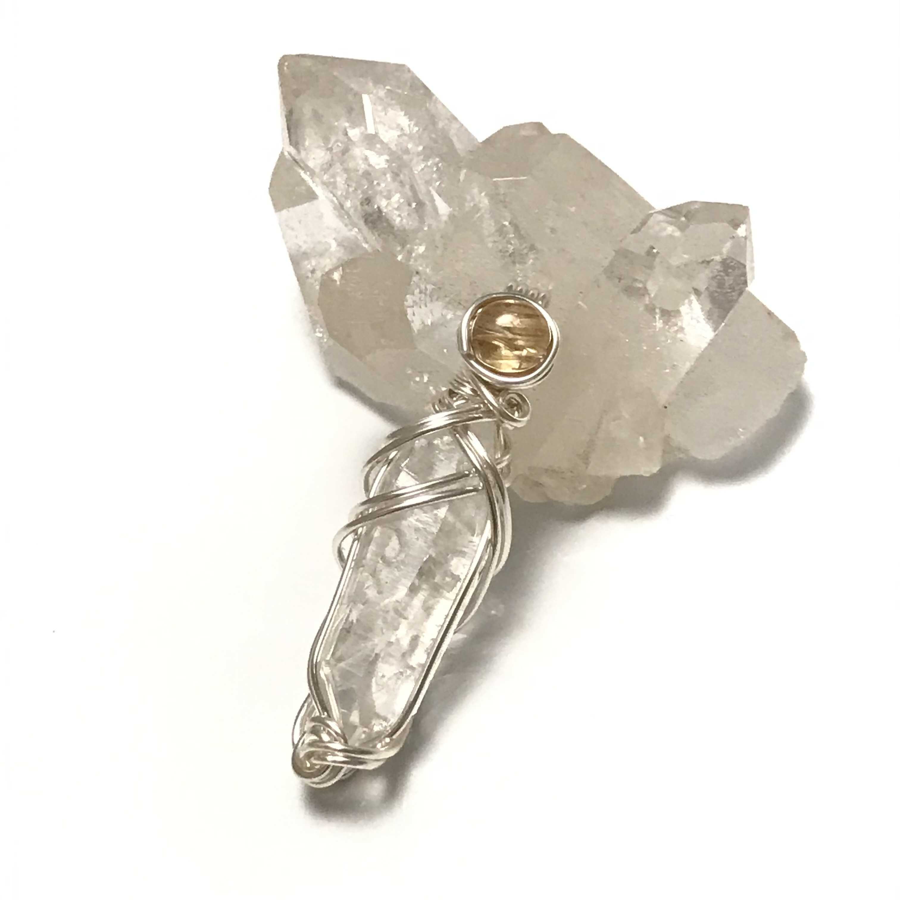 高千穂水晶　ワイヤーラップペンダント