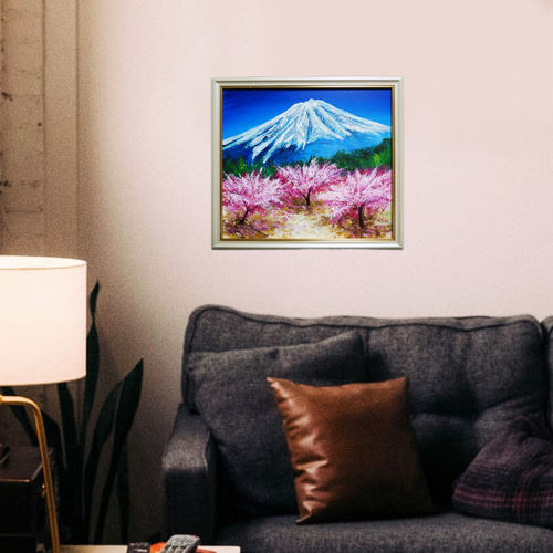 油絵 絵画 【春の富士山】 絵画 HR 通販 16744300｜Creema(クリーマ)