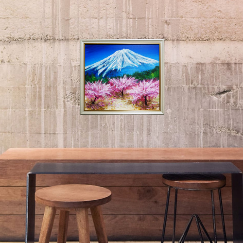 油絵 絵画 【春の富士山】 絵画 HR 通販 16744300｜Creema(クリーマ