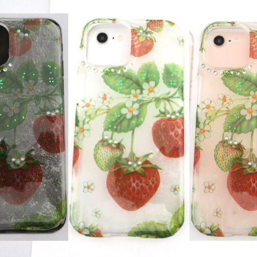 レジン いちご スマホケース iPhone16 iPhone15 iPhone14 iPhone12