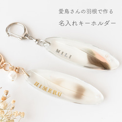 うちの子・名入れキーホルダー - 楕円 - （愛鳥さんの羽根で作る
