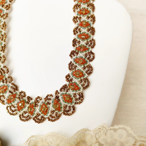 ビーズ8連編みネックレス/オリエンタル✨ ネックレス・ペンダント byei