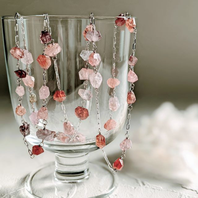 スピネルロングネックレス＆ピアス/K14 WG Spinel Long Necklace & Earrings