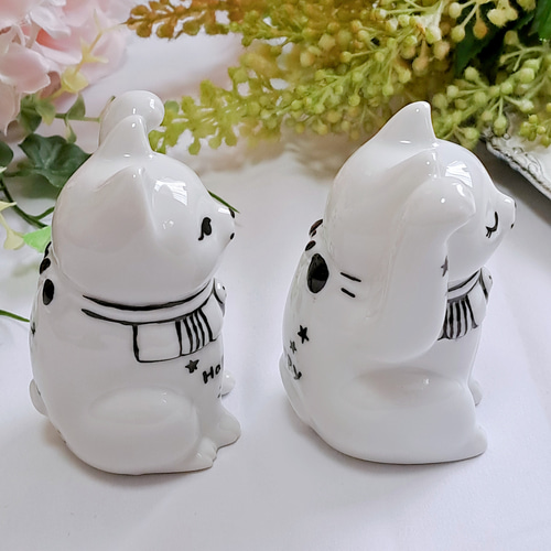 福を招く 招き猫 ペアセット 結婚祝い 開店祝い 記念 玄関 リビング 猫