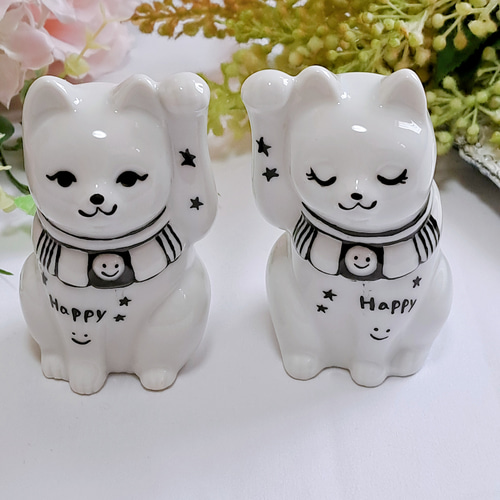 福を招く 招き猫 ペアセット 結婚祝い 開店祝い 記念 玄関 リビング 猫
