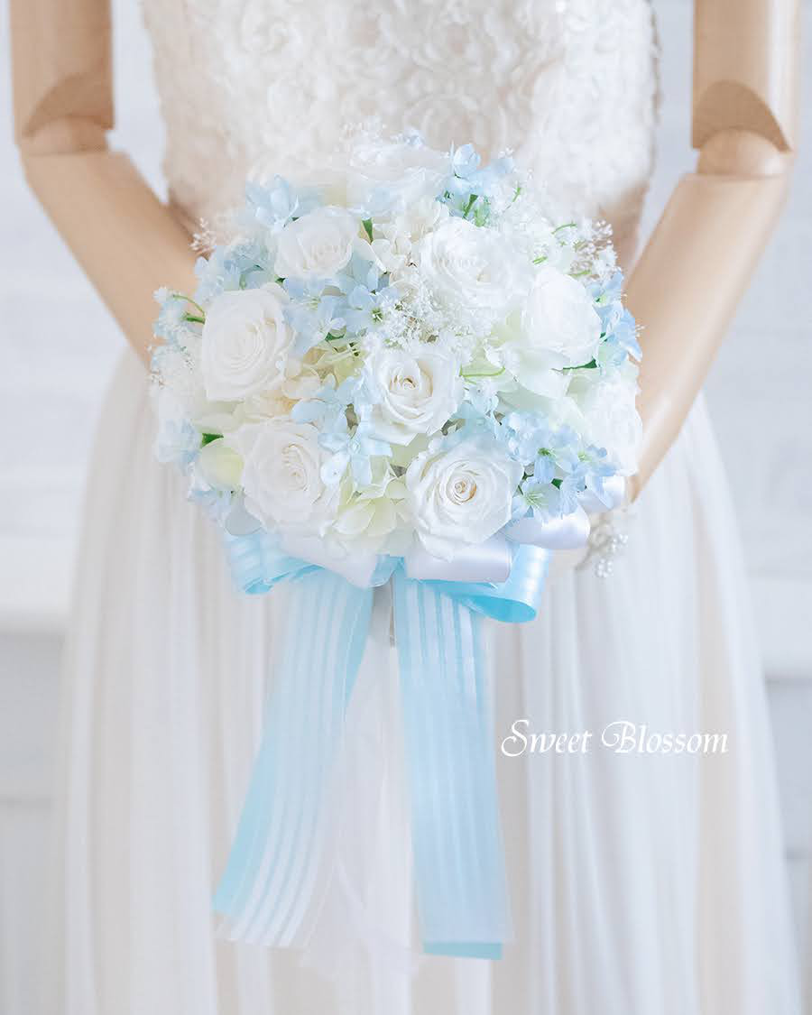 【オーダーメイド】プリザーブドフラワーのラウンドブーケ＆ブートニア