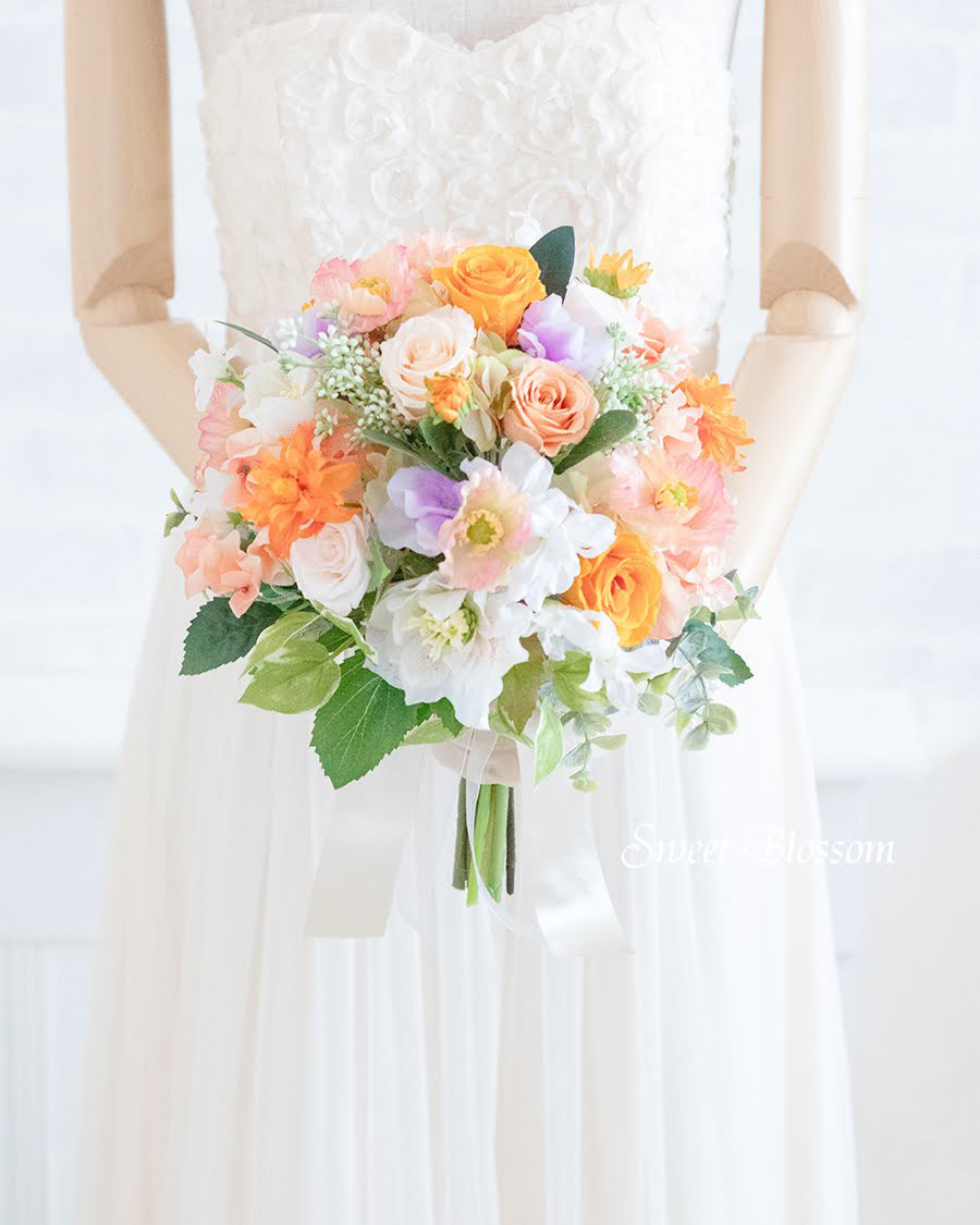 【オーダーメイド】プリザーブドフラワーのクラッチブーケ＆ブートニア