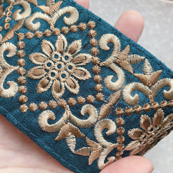 インド刺繍リボン　グリーン 2枚目の画像