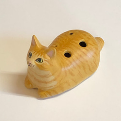 ネコリナ (猫のオカリナ)/hako/茶トラ　猫グッズ　猫雑貨　茶トラ　オカリナ 1枚目の画像