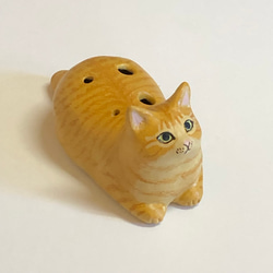 ネコリナ (猫のオカリナ)/hako/茶トラ　猫グッズ　猫雑貨　茶トラ　オカリナ 3枚目の画像